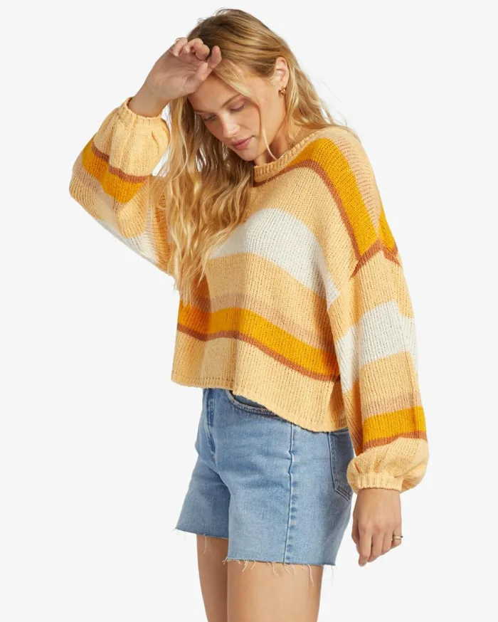 Sol Time Crew Neck Sweater Citrus Glow Women Billabong Sweaters