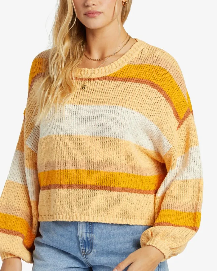 Sol Time Crew Neck Sweater Citrus Glow Women Billabong Sweaters