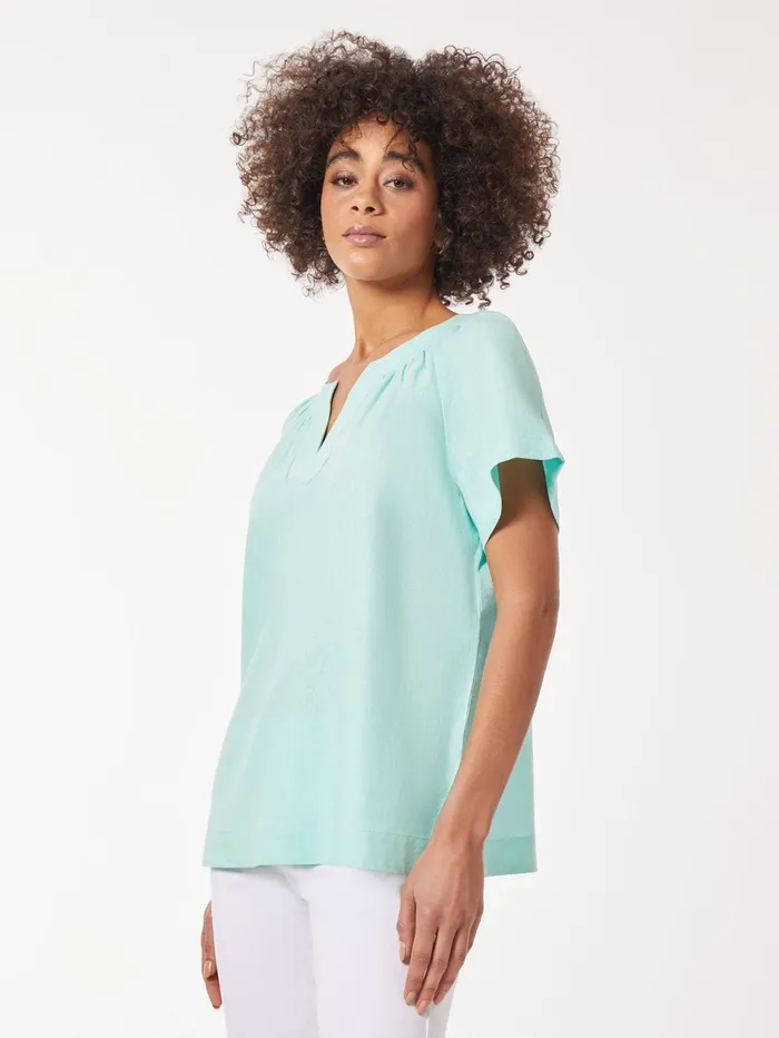 Solid Linen Blend Popover Blouse Women Jones New York Tops and Blouses Solid Linen Blend Popover Blouse Women Jones New York Tops and Blouses