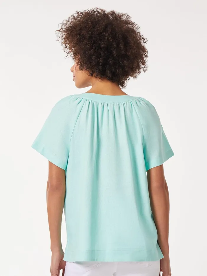 Solid Linen Blend Popover Blouse Women Jones New York Tops and Blouses Solid Linen Blend Popover Blouse Women Jones New York Tops and Blouses