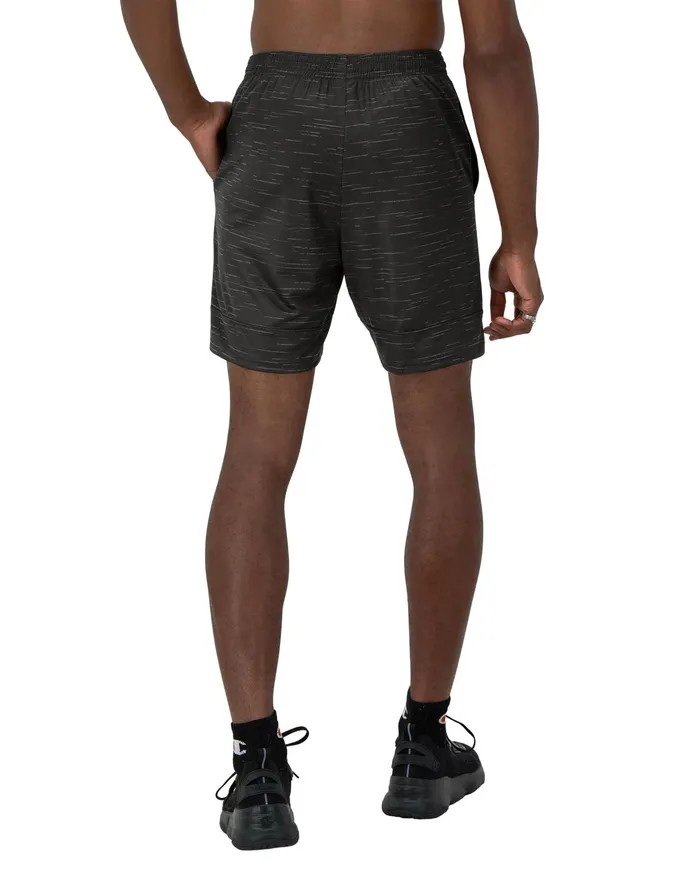 Sport Shorts Moisture Wicking Allover Print 7034 Swipe Texture Black Men Champion Shorts