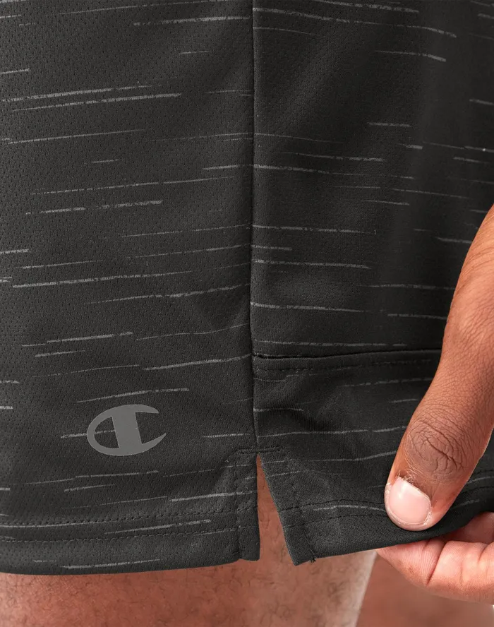 Sport Shorts Moisture Wicking Allover Print 7034 Swipe Texture Black Men Champion Shorts