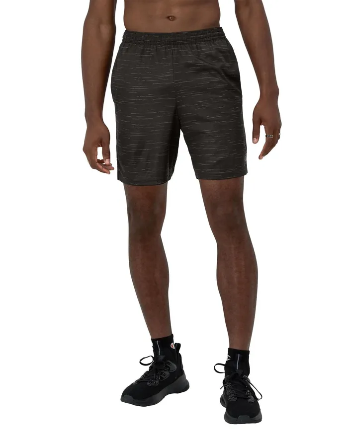 Sport Shorts Moisture Wicking Allover Print 7034 Swipe Texture Black Men Champion Shorts
