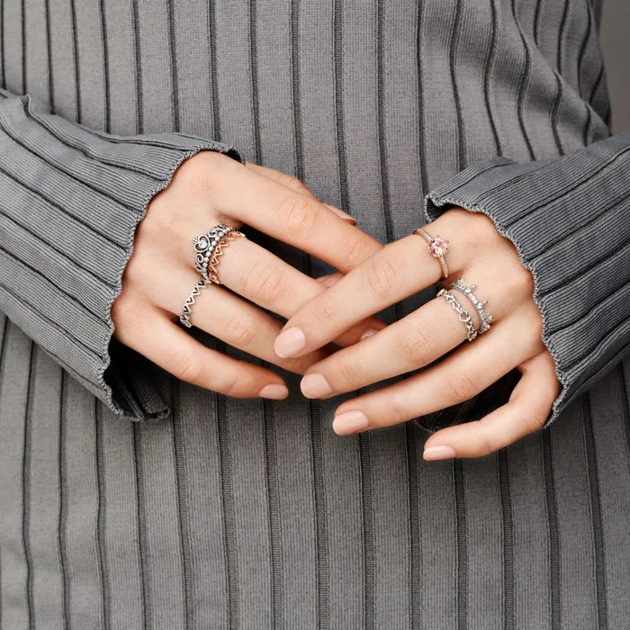 Stackable Rings Women Pandora Clear Sparkling Crown Ring