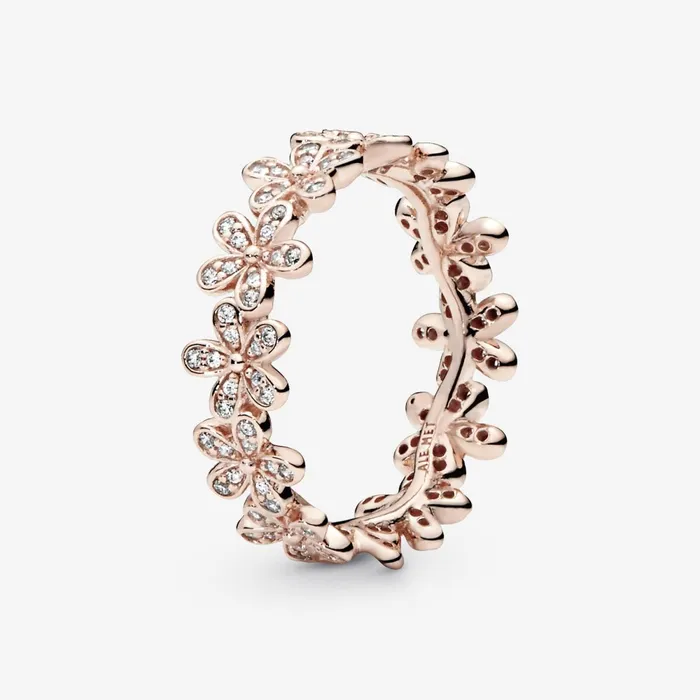 Stackable Rings Women Pandora Daisy Flower Ring Rose Gold Plated
