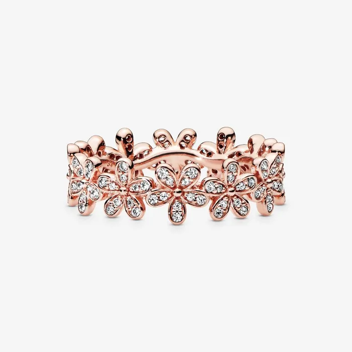 Stackable Rings Women Pandora Daisy Flower Ring Rose Gold Plated