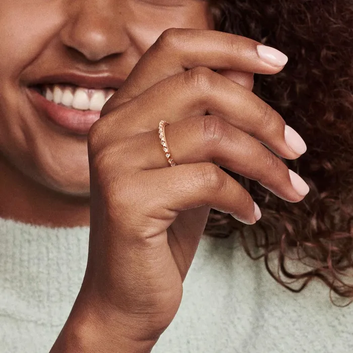 Stackable Rings Women Pandora Online ME Pyramids Ring Rose Gold Plated