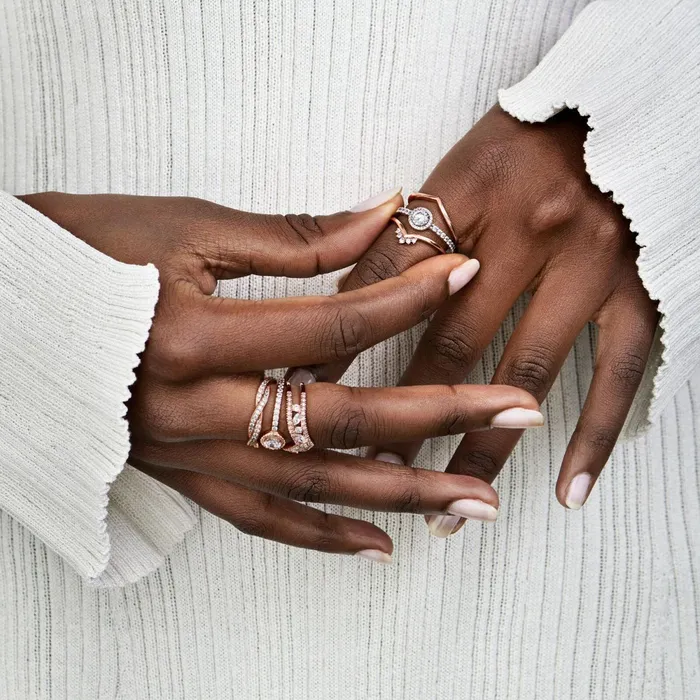 Stackable Rings Women Pandora Polished Wishbone Ring Rose Gold Plated