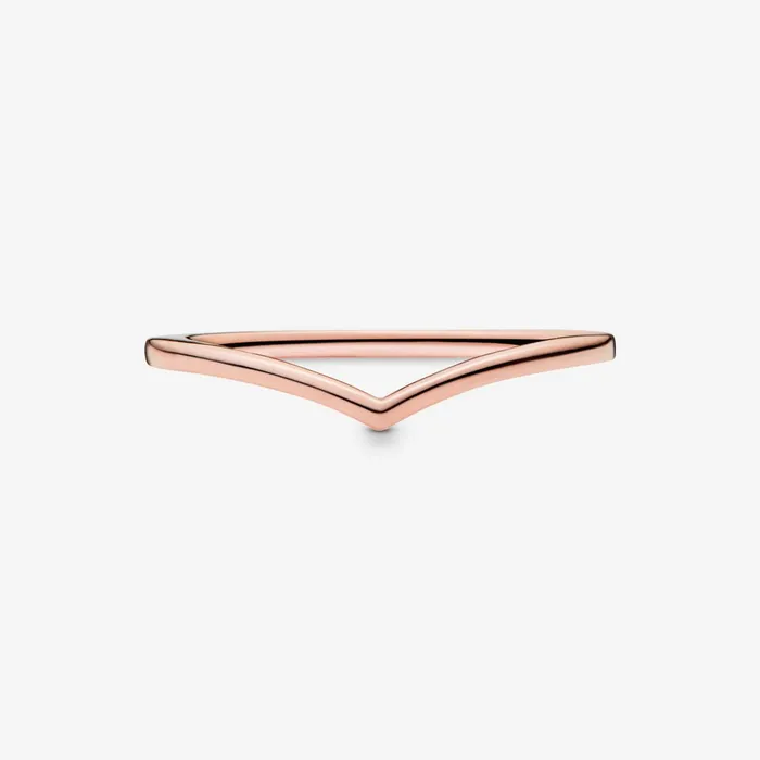 Stackable Rings Women Pandora Polished Wishbone Ring Rose Gold Plated