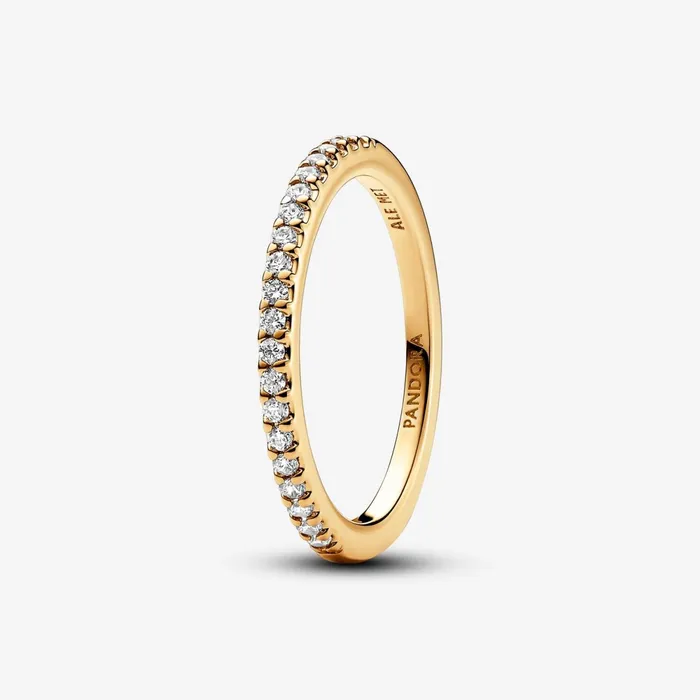 Stackable Rings Women Pandora Sparkling Band Ring Gold Plated