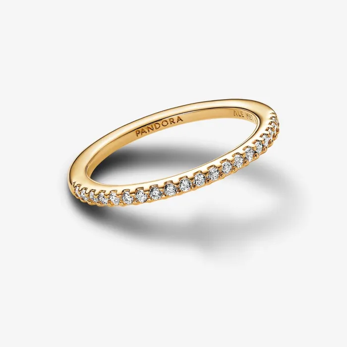 Stackable Rings Women Pandora Sparkling Band Ring Gold Plated