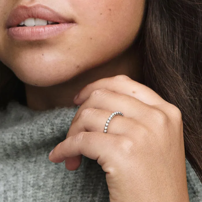 Stackable Rings Women Pandora Sparkling Beaded Ring Bundle