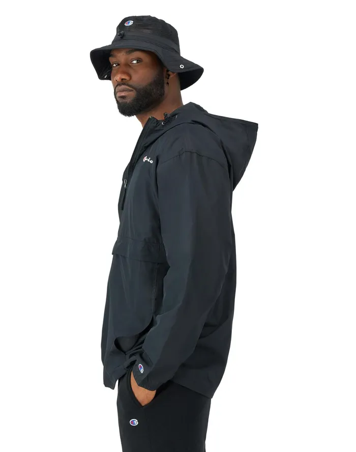 Stadium Packable Jacket Script Logo Big and Tall Black Men Champion Jackets
