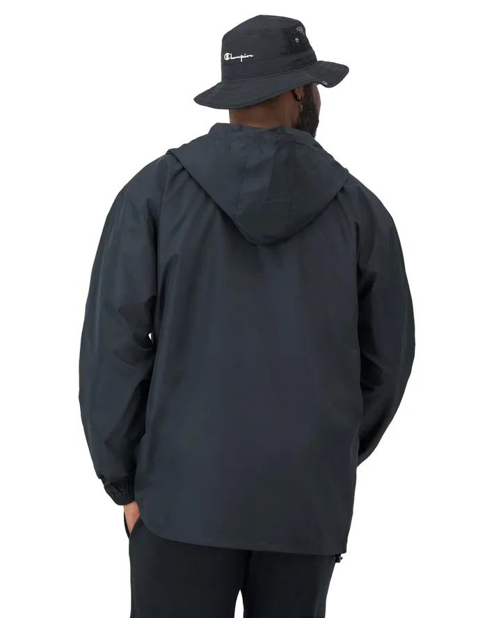 Stadium Packable Jacket Script Logo Big and Tall Black Men Champion Jackets
