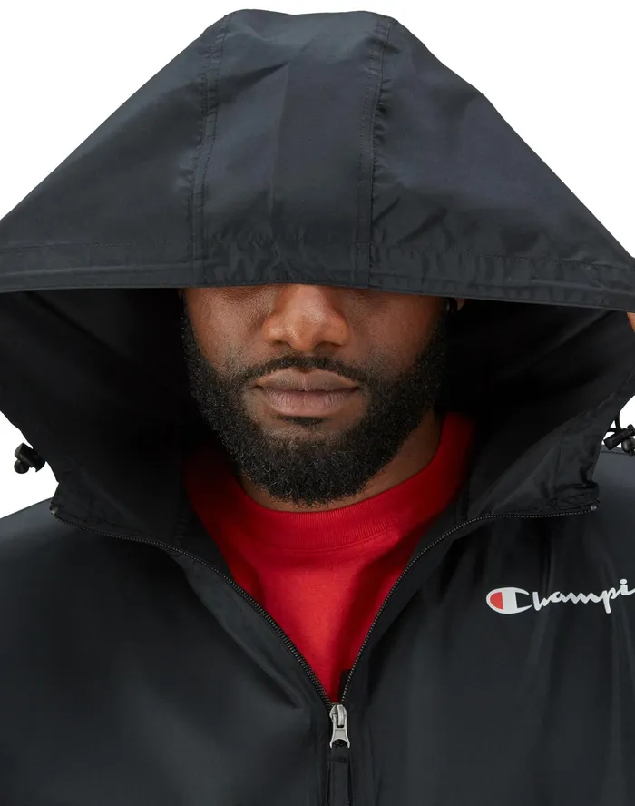 Stadium Packable Jacket Script Logo Big and Tall Black Men Champion Jackets