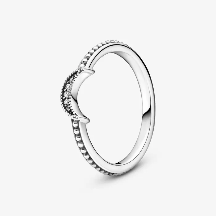 Statement Rings Women Pandora Crescent Moon Beaded Ring