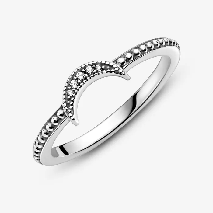 Statement Rings Women Pandora Crescent Moon Beaded Ring