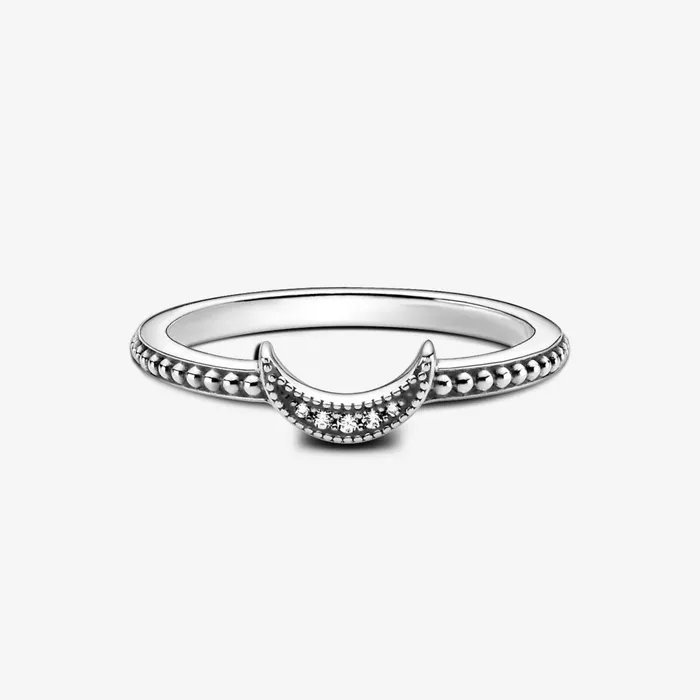 Statement Rings Women Pandora Crescent Moon Beaded Ring