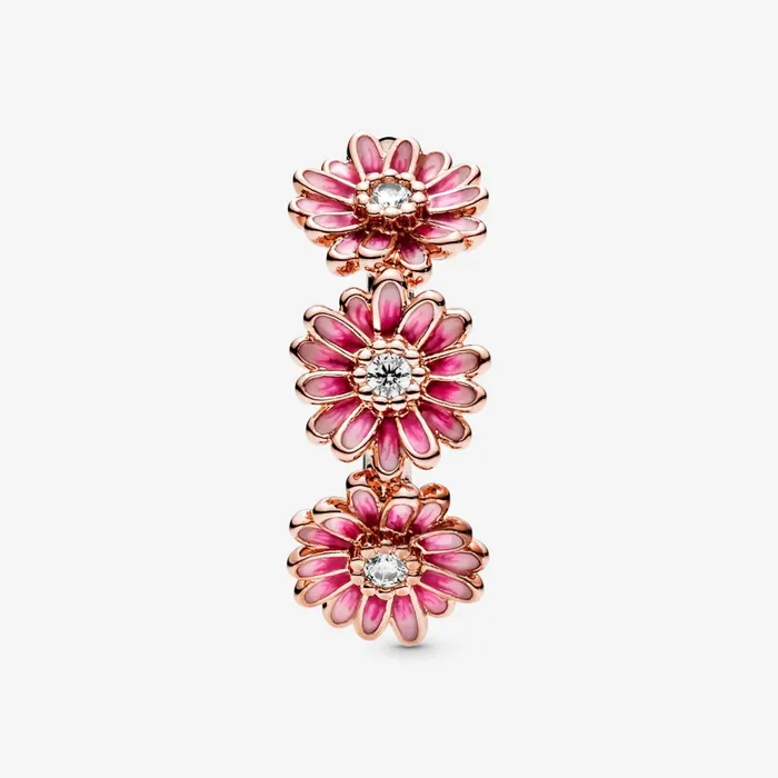 Statement Rings Women Pandora Pink Daisy Flower Trio Ring