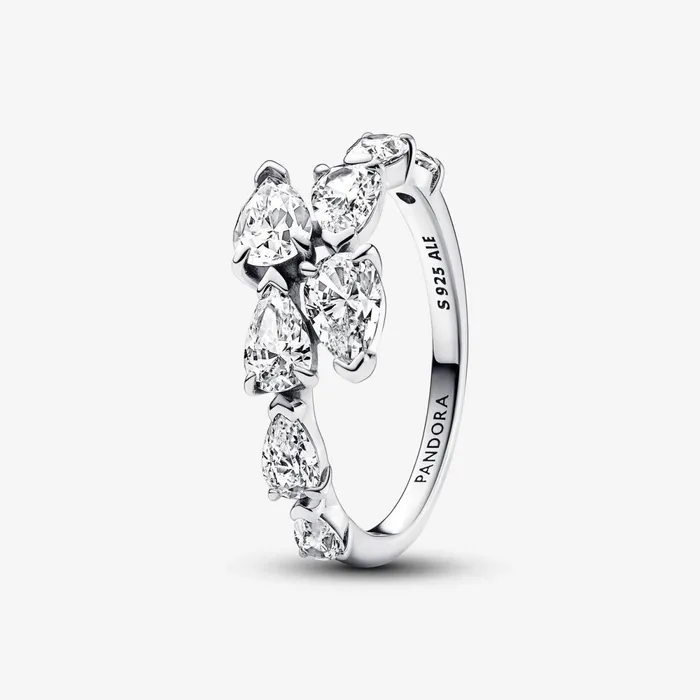 Statement Rings Women Pandora Sparkling Overlapping Band Ring