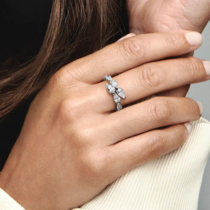 Statement Rings Women Pandora Sparkling Overlapping Band Ring