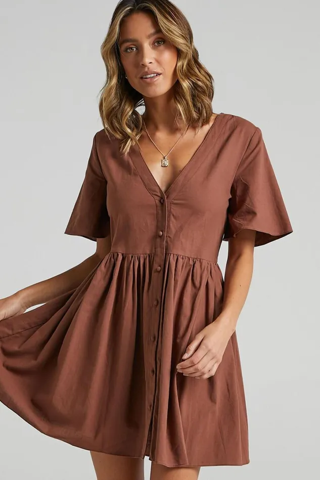 Staycation Mini Dress 8211 Smock Button Up Dress In Chocolate Women Showpo Curve Clothes Staycation Mini Dress 8211 Smock Button Up Dress In Chocolate Women Showpo Curve Clothes