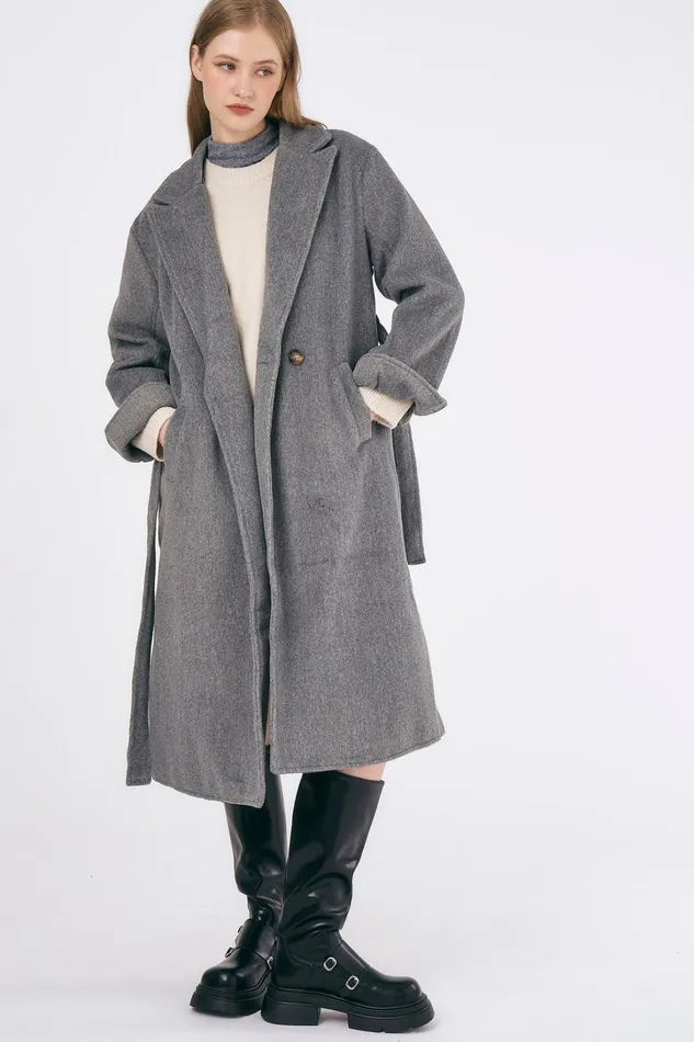 Storets Abigail Belted Long Coat Women Jackets and Coats