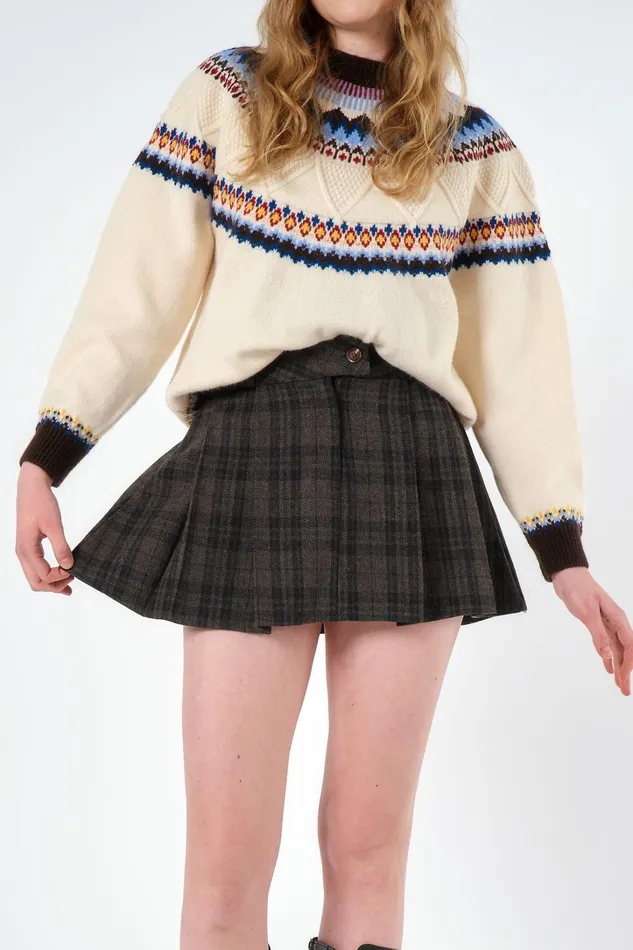 Storets Amber Pleated Tartan Mini Skort Women Skorts