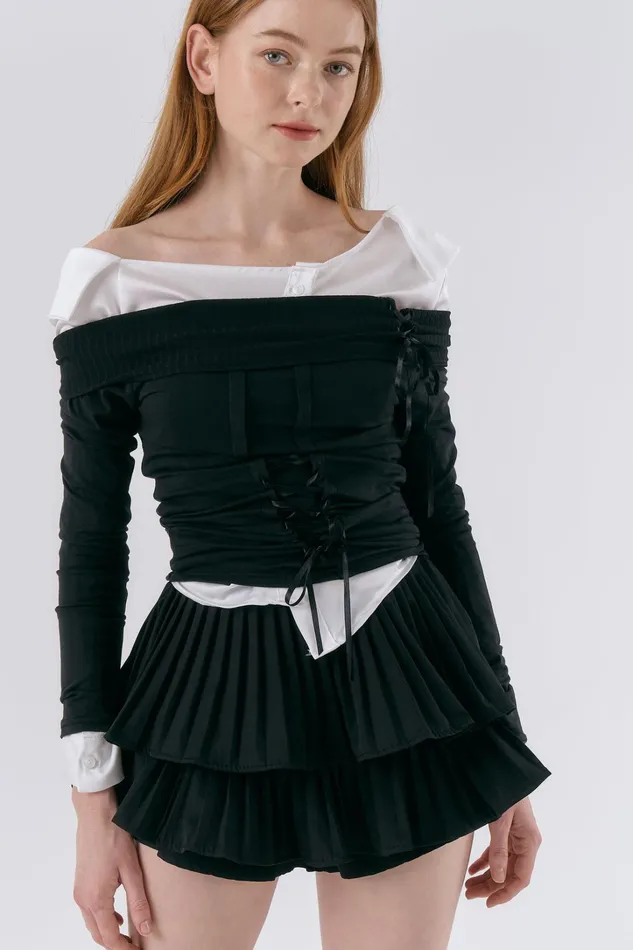Storets Clara Pleated Ruffle Skort Women Skorts