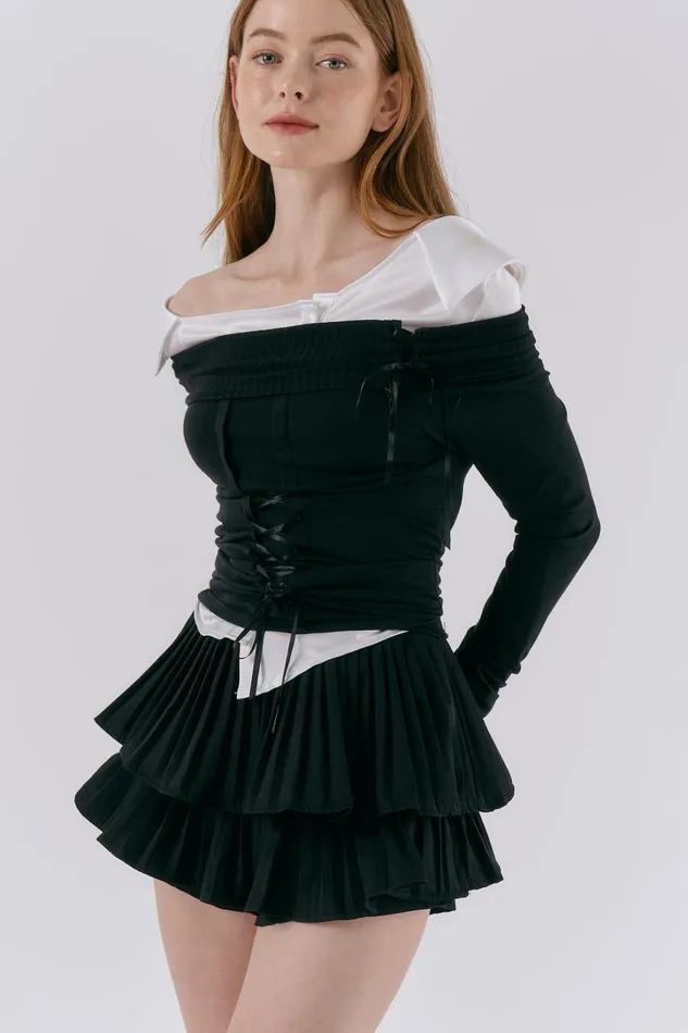 Storets Clara Pleated Ruffle Skort Women Skorts