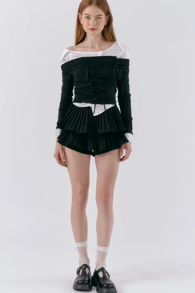 Storets Clara Pleated Ruffle Skort Women Skorts