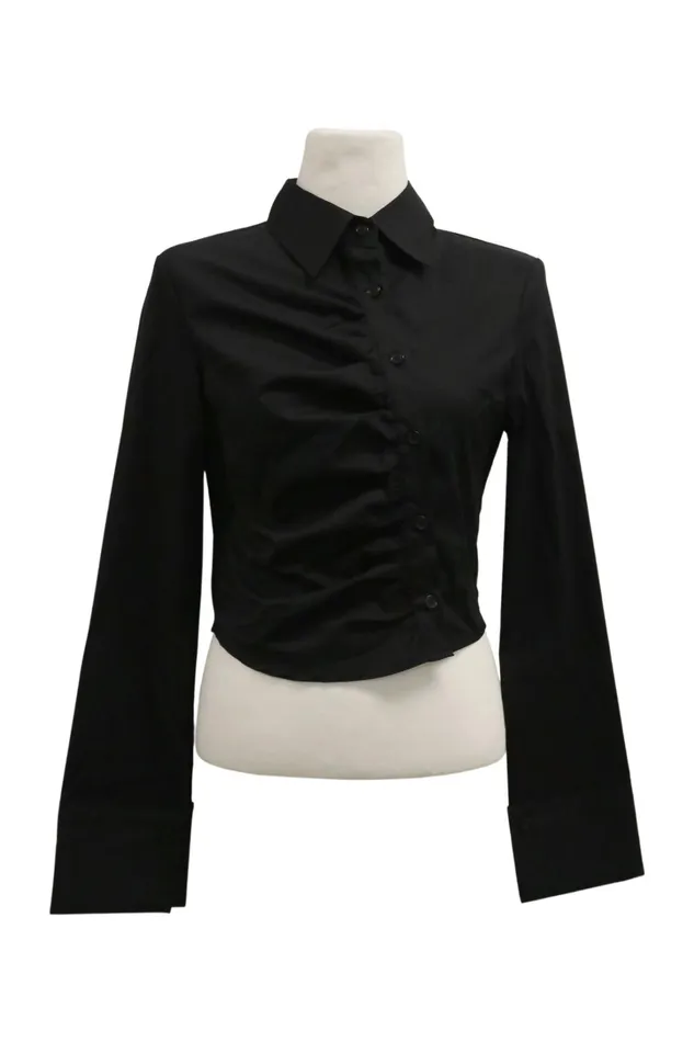 Storets Courtney Ruched Crop Shirt Women Shirts and Blouses Storets Courtney Ruched Crop Shirt Women Shirts and Blouses