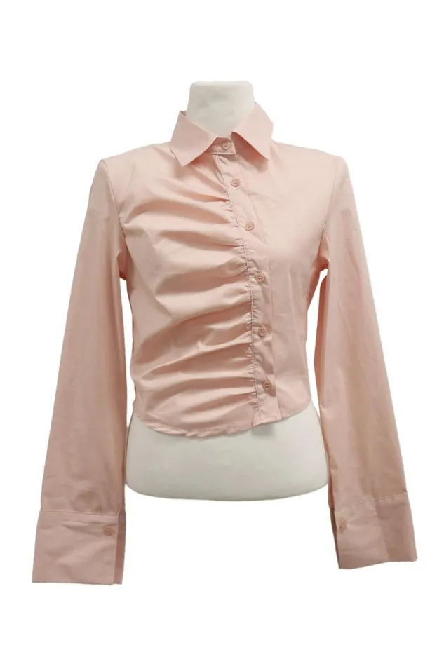 Storets Courtney Ruched Crop Shirt Women Shirts and Blouses Storets Courtney Ruched Crop Shirt Women Shirts and Blouses