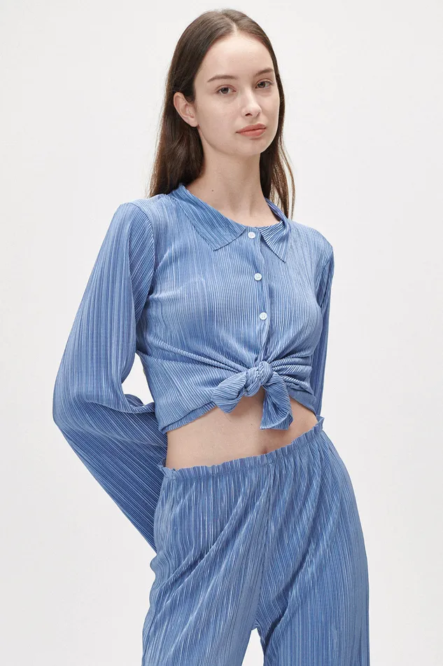 Storets Elena Plisse Shirt Women Shirts and Blouses