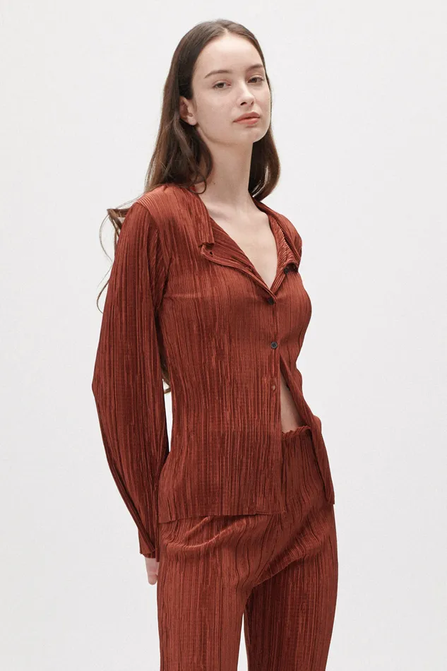 Storets Elena Plisse Shirt Women Shirts and Blouses