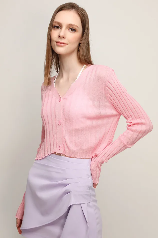 Storets Ellie Seethru Cropped Cardigan Women Sweaters and Knitwears