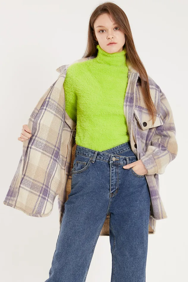 Storets Gia Oversized Fuzzy Shacket Women Jackets and Coats