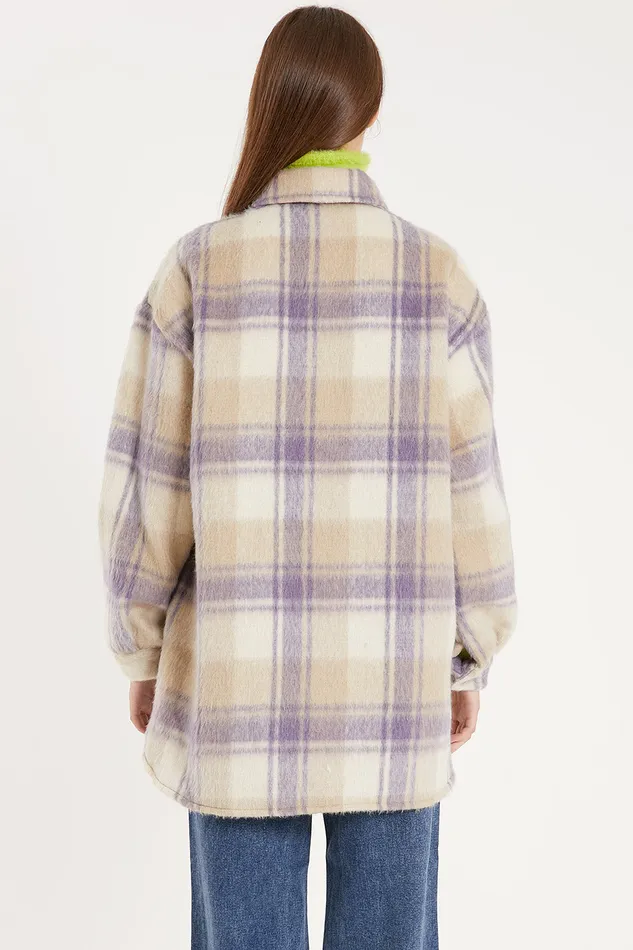 Storets Gia Oversized Fuzzy Shacket Women Jackets and Coats