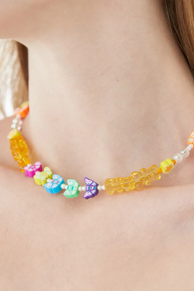 Storets Gummy Bear Beaded Necklace Women Jewelry