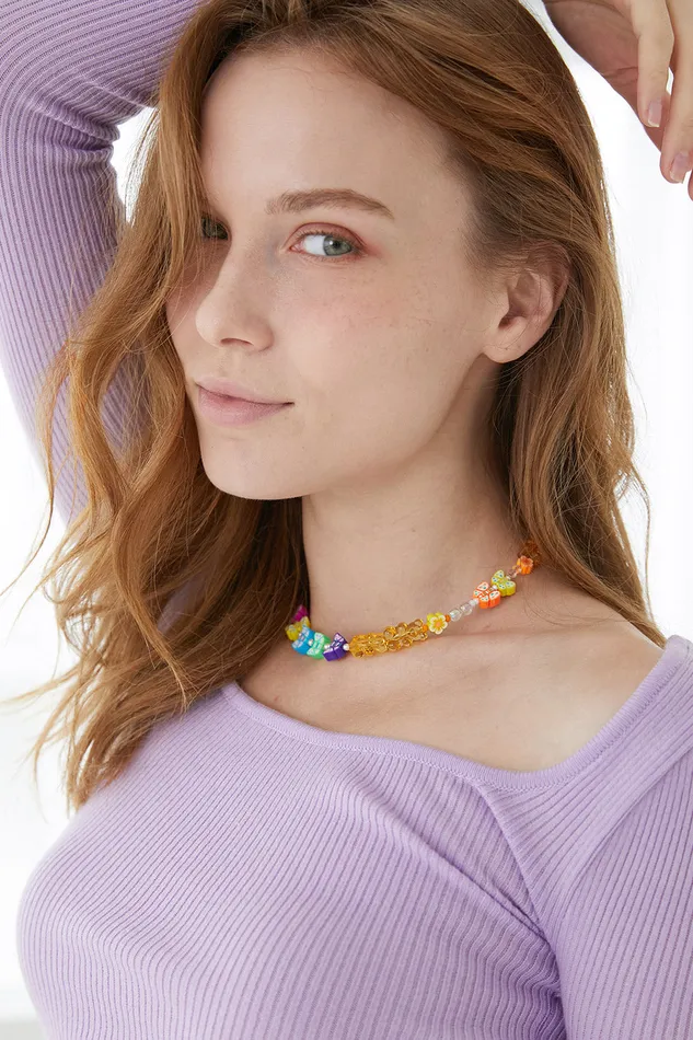 Storets Gummy Bear Beaded Necklace Women Jewelry