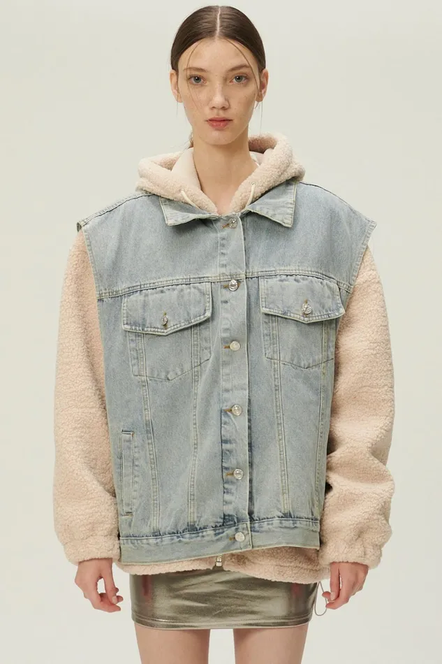 Storets Hada Denim Vest And Jacket Set Women Jackets and Coats