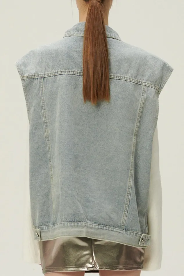Storets Hada Denim Vest And Jacket Set Women Jackets and Coats