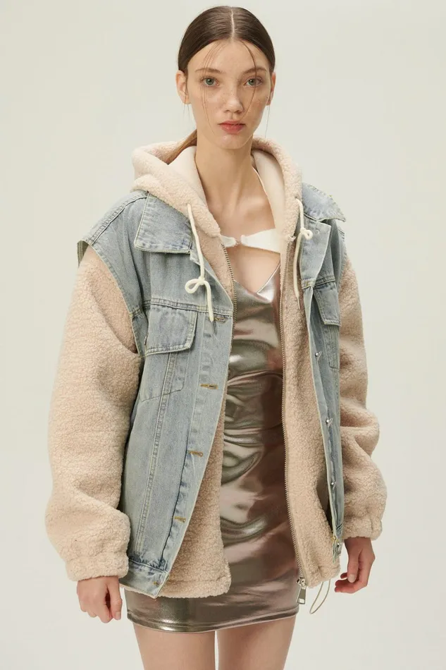 Storets Hada Denim Vest And Jacket Set Women Jackets and Coats