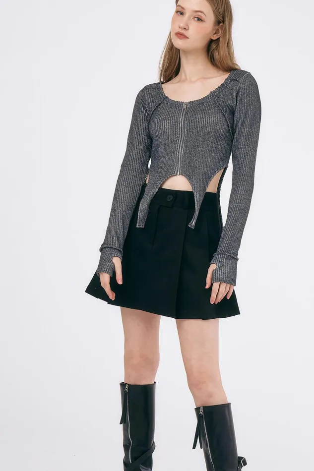 Storets Isla Zip Front Cropped Top Women Tops