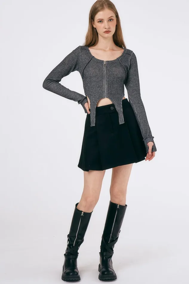 Storets Isla Zip Front Cropped Top Women Tops