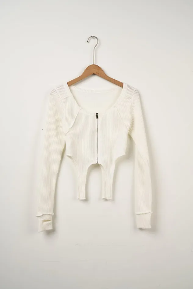 Storets Isla Zip Front Cropped Top Women Tops