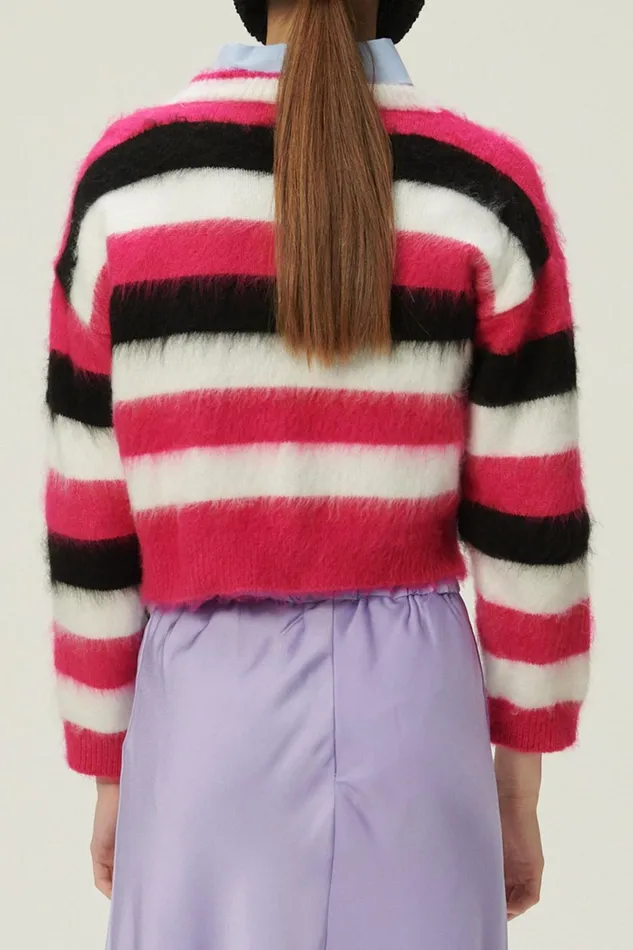 Storets Ivanna Fuzzy Striped Sweater Women Sweaters and Knitwears