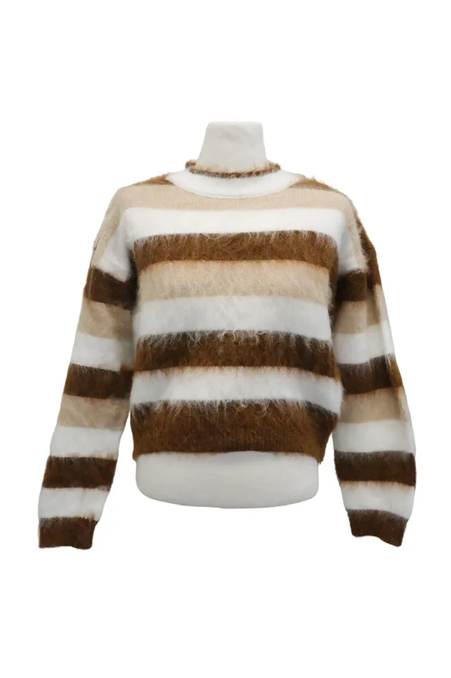 Storets Ivanna Fuzzy Striped Sweater Women Sweaters and Knitwears