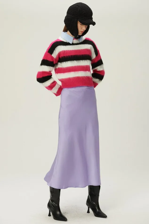 Storets Ivanna Fuzzy Striped Sweater Women Sweaters and Knitwears