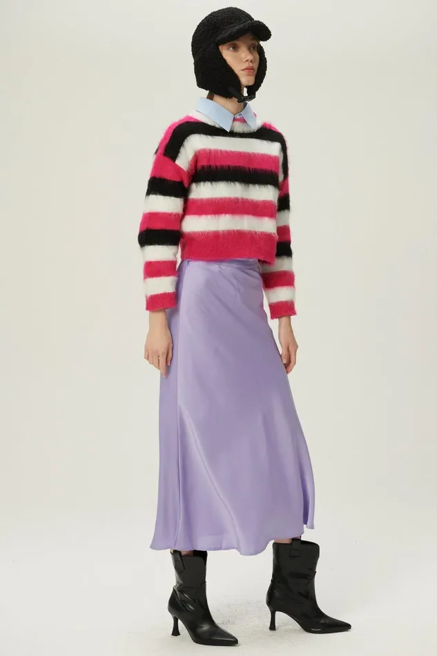 Storets Ivanna Fuzzy Striped Sweater Women Sweaters and Knitwears